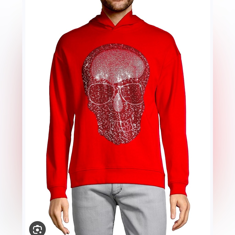 Heads or Tails Bling Skull Hoodie